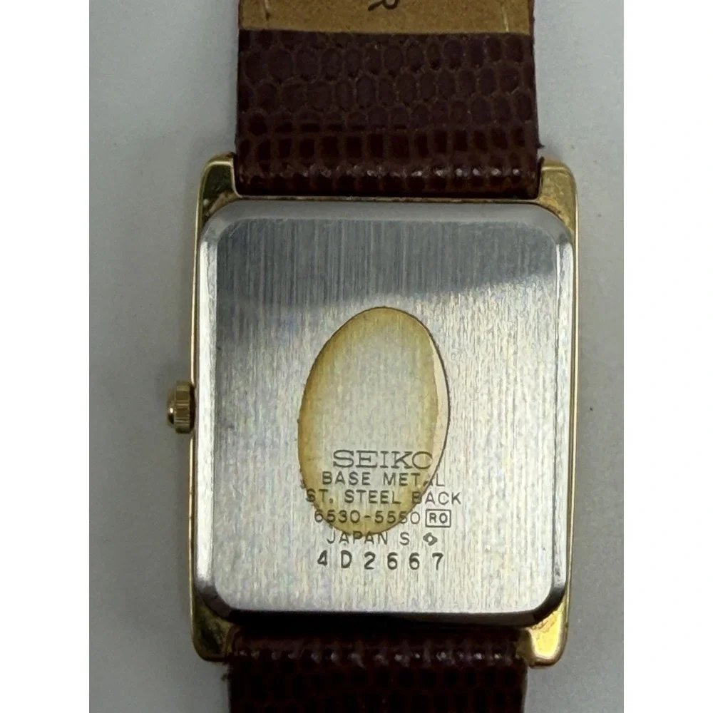 Seiko 6530-5550 New Battery Mens Tank Watch 25MM 6.75